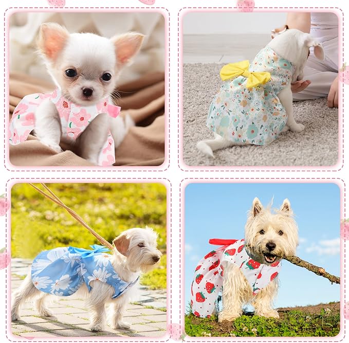 5 Pcs Floral Dog Dress Cute Pet Skirt Dresses,Cute Style,Medium | Pet Clothes Dresses Cat Princess Bowknot Clothes Puppy Outfits for Yorkie Puppy Cat, 5 Styles