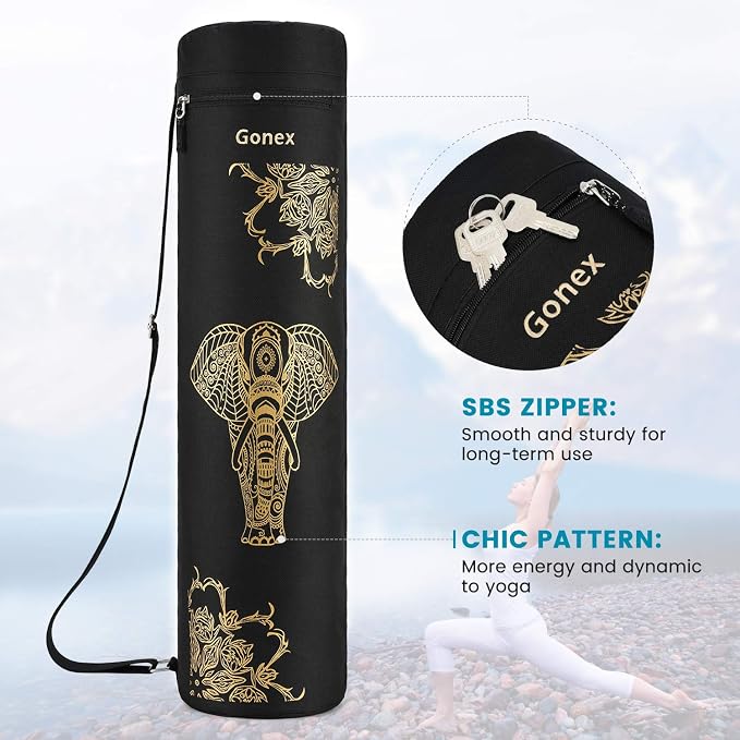 Gonex Yoga Mat Bag, Yoga Mat Carrier Full-Zip Exercise Yoga Mat Carry Bag for Women Men with 2 Multi-Functional Storage Cargo Pockets Extra Wide Adjustable Shoulder Strap