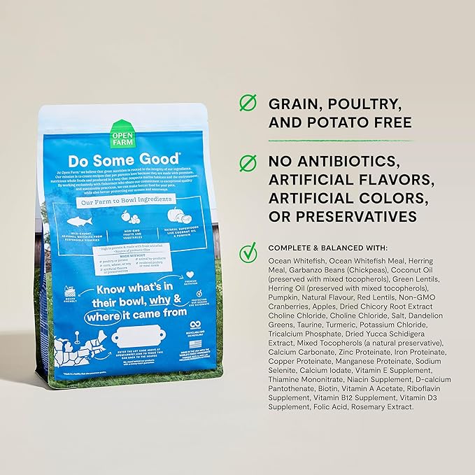 Open Farm, Grain Free Dry Cat Food, High-Protein Kibble for a Complete & Balanced Diet, Non-GMO Fruits & Vegetables, Prebiotic Fibers to Support Digestion, Catch-of-The Season Whitefish, 4lb Bag | All Life Stages, High Protein, Prebiotic Fibers, 100% T...