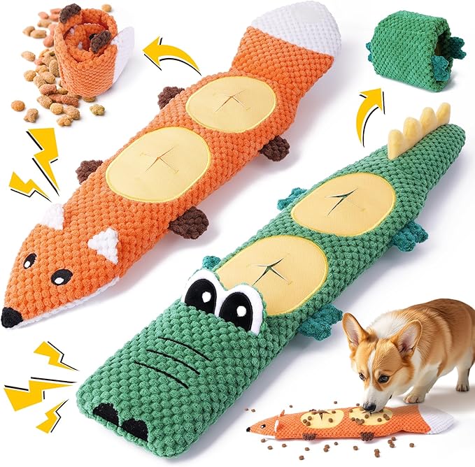 XIUGOAL Dog Toys for Chewers, 2 Pack No Stuffing Dog Toys for Boredom and Teething, Squeaky Chew Toy for Small, Medium Breed to Keep Them Busy