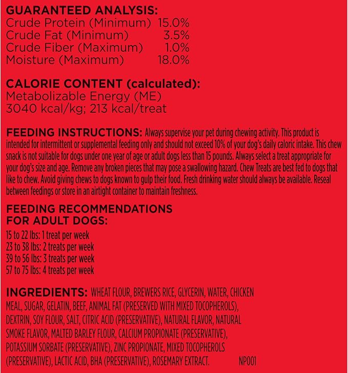 Milk-Bone Comfort Chews, Dog Chew with Unique Chewy Texture and Real Beef, 40.8 Oz. Bag (16 Chews), (Pack of 4)