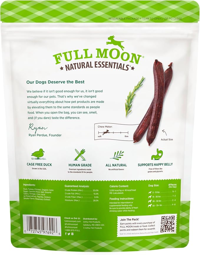 Full Moon® Essential Duck Savory Sticks Dog Treats 22 oz | Human Grade, No corn, No wheat, No soy, Glycerin Free, Made in the USA