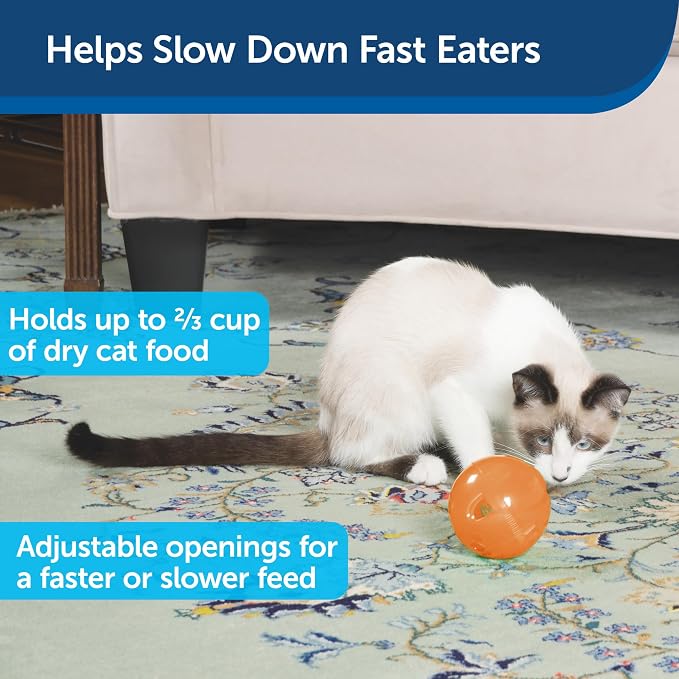 PetSafe Slimcat Feeder Ball - Interactive Game for Your Cat - Fill with Food and Treats - Orange (Pack of 6)