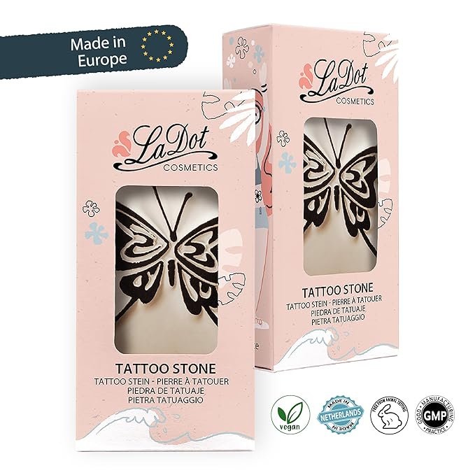 LaDot Temporary Tattoo Stamp– Easy-to-Use Reusable Ceramic Skin Stamp for Creating Custom Temporary Tattoos – Fun Body Art Tool for Parties, Events, and Festivals (Butterfly, Large)
