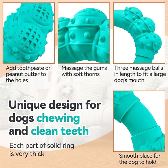 Indestructible Dog Chews - Super Duty Chew Toys for Aggressive Dogs, Puppy Teething Relief & Interactive Play