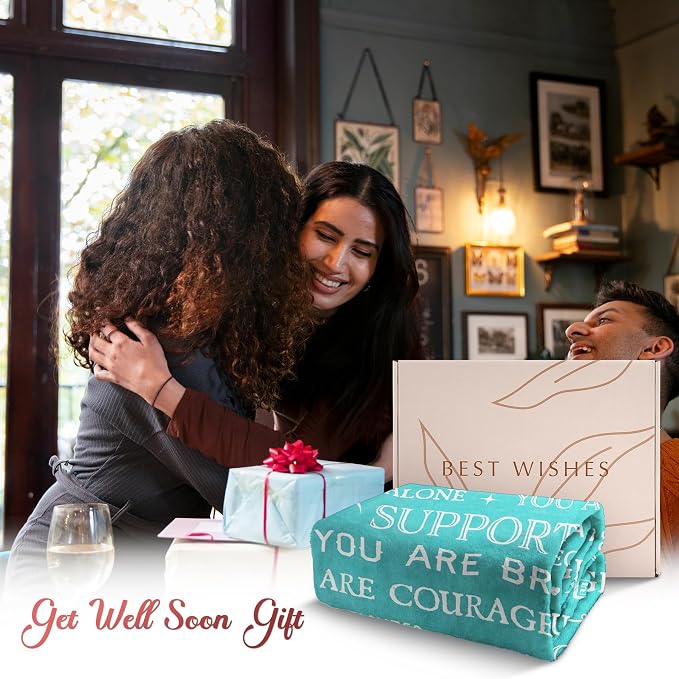 Gifts for Women or Men- Get Well Soon Blanket | Feel Better After Surgery Present for Sick Women, Thinking of You Gift, Inspirational Sympathy Gifts for Friend, 80'' x 60''