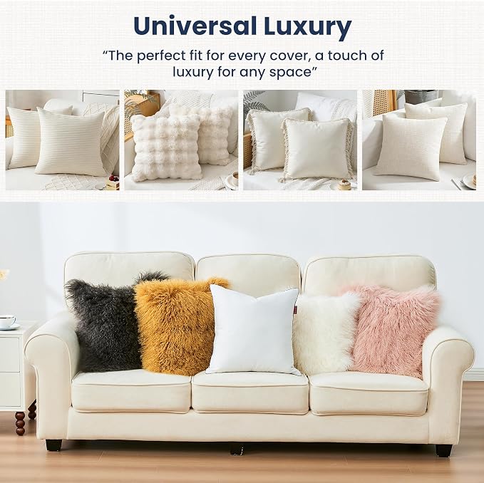 Down Pillow Inserts 20x20, Set of 2, 100% Goose Down Feather Throw Pillows Inserts, Triple-Layer Downproof, Decorative Pillow Insert with Soft Cotton Cover for Couch Sofa Bed Living Room