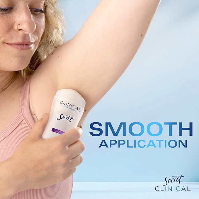 Secret Clinical Strength Antiperspirant Deodorant for Women, 3X Stress Protection, 72hr Sweat & Odor Protection, PH Balancing Minerals, Clear Gel, Clean Lavender Scent, 2.6 oz (Pack of 2)