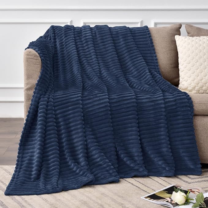 BEDELITE 3D Ribbed Jacquard Pink Fleece Throw Blanket for Couch, 50x70 Inch | Soft Warm Decorative Fluffy Blanket, Cozy Plush Lightweight Fuzzy Throw Blanket for Bed Sofa Home Room Decor, Gift for Women