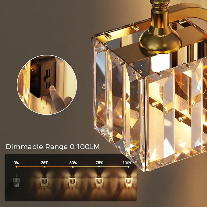 L LOHAS LED Night Light, 2 Pack Night Lights Plug into Wall | 3000K Soft White LED, Crystal Night Lights, Dusk to Dawn Sensor, 0-100lm Adjustable Brightness, for Hallway Bedroom Stairway