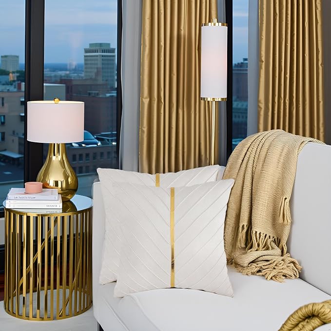 Velvet Throw Pillow Covers 18x18 inch Pack of 2 Gold Decor Beige | Soft Solid Pillow Covers,Modern Luxury Home Decor,for Couch Chair Sofa Bedroom Livingroom,Hidden Zipper,Ideal Gift,Easy Care