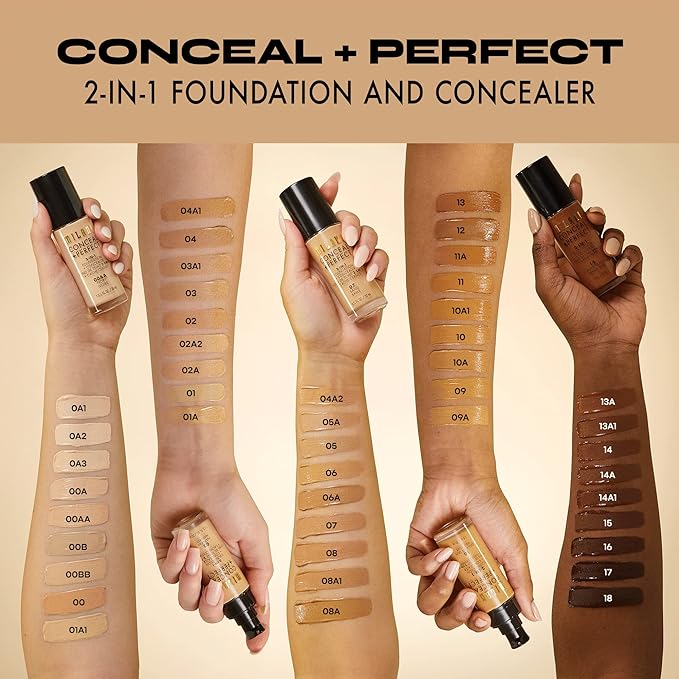Milani Conceal + Perfect Liquid Foundation - Nude Ivory, 1 Fl. Oz.