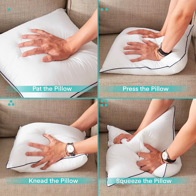 18x18 Down Alternative Pillow Insert 2 Pack, 100% Cotton Cover | 100% Premium Polyester Fill, Fluffy & Soft with Comfy Support - White Decorative Cushion Inserts for Couch, Sofa & Bed