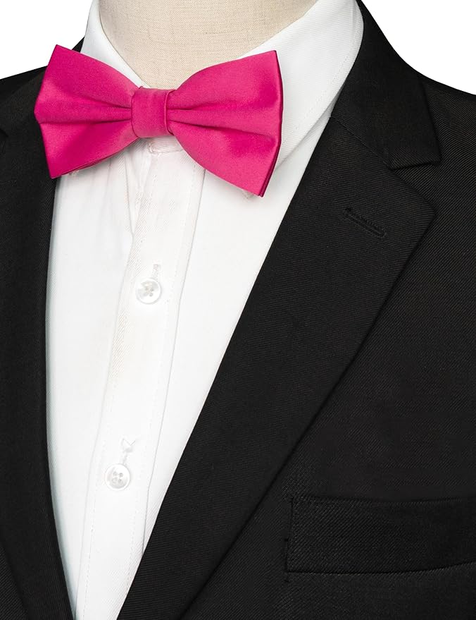 JEMYGINS Solid Color Pre-tied Bow Tie Adjustable Bowtie for Men