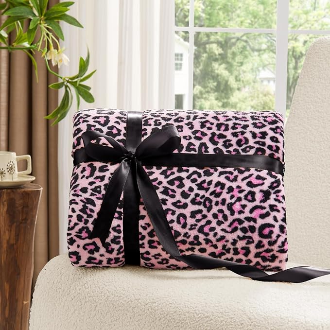 BEDELITE Fleece Blanket Soft Plush Throw for Couch Pink Leopard 50"x60" | Ultra Soft Fleece, Plush Microfiber, Lightweight Warmth, All Season Comfort, Leopard Decor, Machine Washable, Couch Sofa Bed