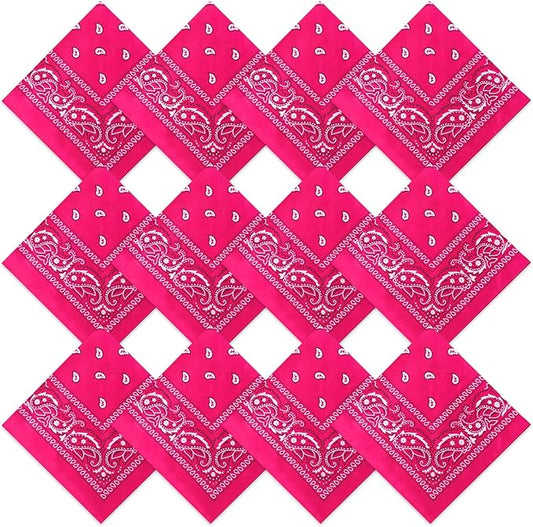Suhine 12 Pcs Bandanas Bulk 22 x 22 Inch Paisley Headband Cowboy Handkerchief Christmas Thanksgiving Gift for Women Men