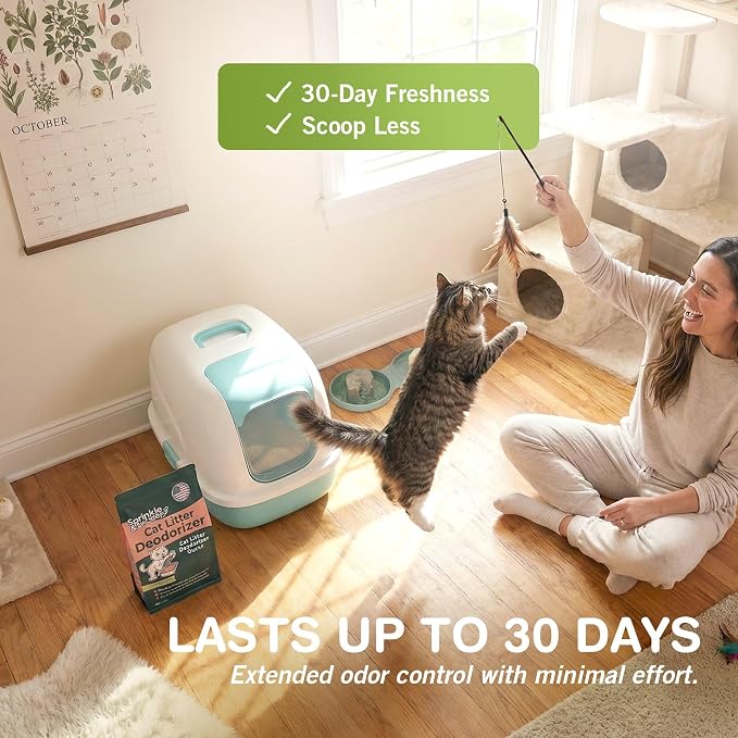 Sprinkle & Sweep: Litter Box Deodorizer - 4 Pack, 8oz Bags - Cat & Kitten Home Odor Neutralizer, Ultra-Absorbent Formula, Non-Toxic, Pet Smell Control