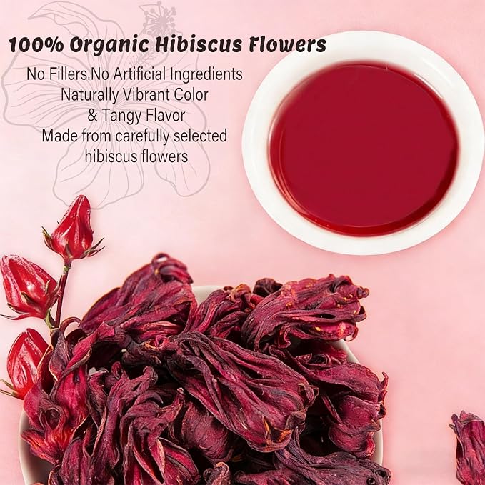 Pipi Tea Hibiscus Tea Bags Organic,100% Natural Organic Hibiscus Tea Bags,Natural Sweet & Sour Flavor,Caffeine-Free,30 Bags (1 Bag)