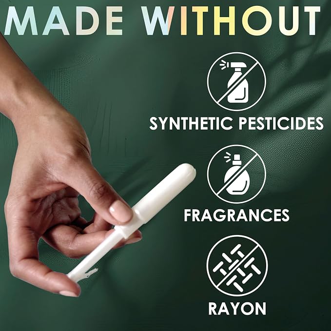 L. Tampons, Made with Organic Cotton, Regular/Super Absorbency, Multipack, Made Without Synthetic Pesticides, Rayon or Fragrances, Applicator Made Without BPA, Leak-Stopping Design, 18 Count