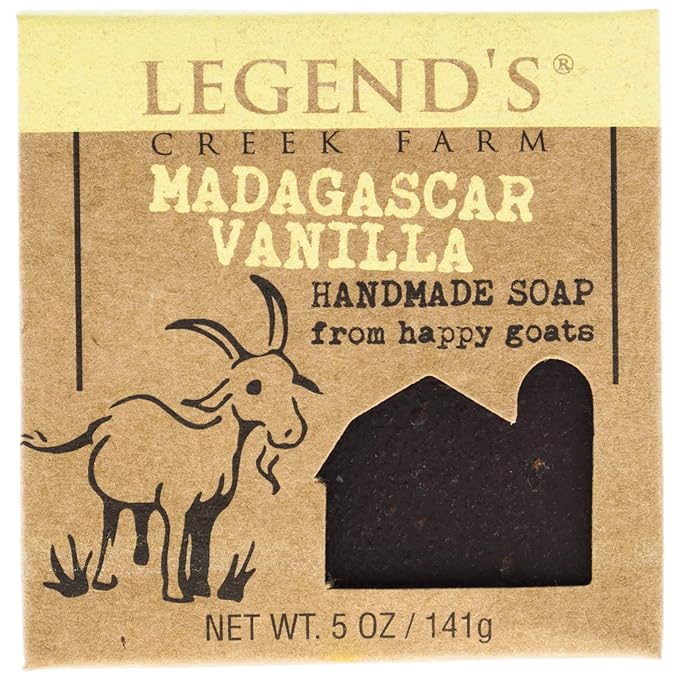 Legend's Creek Farm Goat Milk Soap - Cleansing Moisturizing Bar for Hands and Body - 5 Oz Creamy Lather, Nourishing, Gentle Natural Soap for Sensitive Skin (Madagascar Vanilla, Pack of 1)