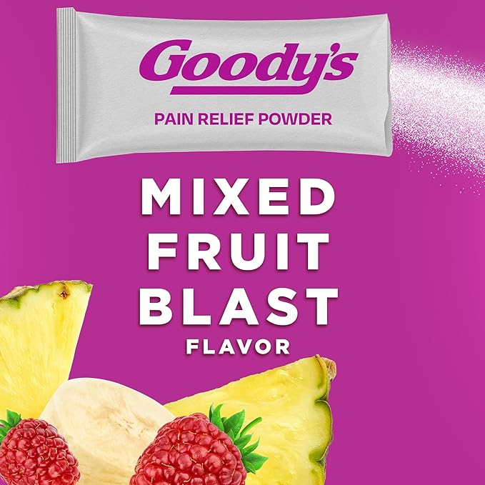 Goody's Headache Powder, Headache Relief with Acetaminophen and Aspirin, Mixed Fruit Blast Flavor Dissolve Packs, 4 Powder Sticks, 6 Pack