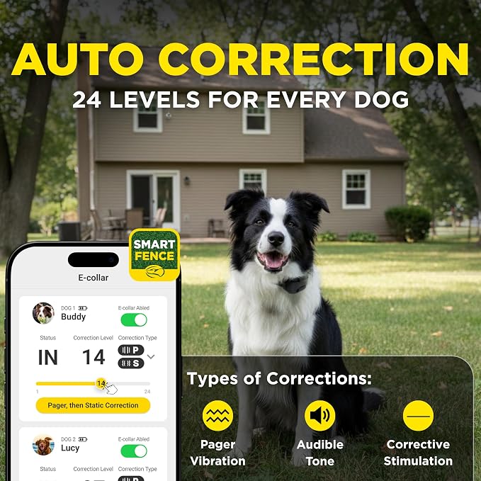 Dogtra SMART Fence Wireless Electric Dog Fence System - No Subscription, 2-Tier Alarm & App Alerts, No-Dig Up to 3/4 Acre, Tone/Vibration/Static, IPX9K Waterproof, Safe Portable Freedom Pets 35 lbs+