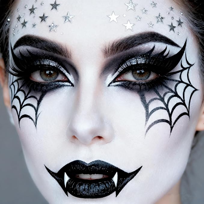 Go Ho Black and White Face Body Paint,Water Based Face Painting Kit Highly Pigmented,Smooth and Safe for Skin,Halloween Costumes Cosplay SFX Zombie Skeleton Clown Makeup