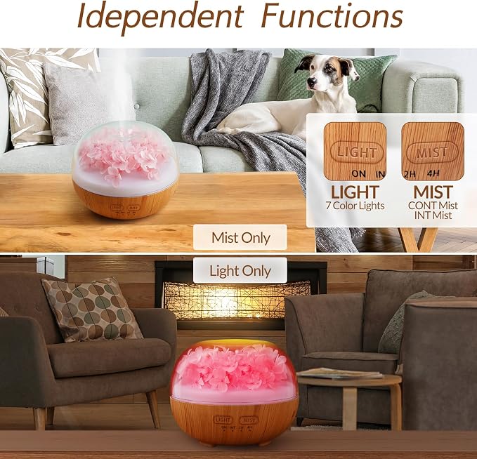 Aromatherapy Essential Oil Diffuser, 300ml Air Diffuser Humidifier with 7 LED Colors, Timer & Auto-Off for Home Bedroom Office (Pink)