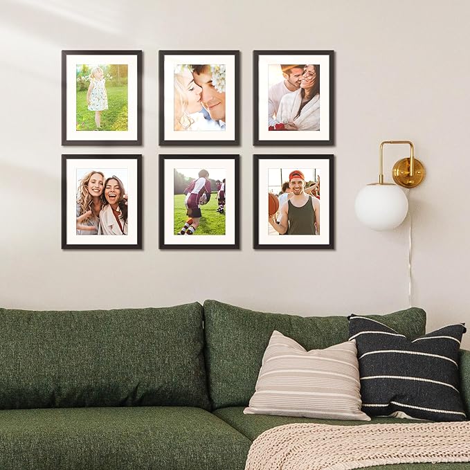 upsimples 10x12 Picture Frame, Gallery Wall Frames Set of 5, Black | Photo Frame Collage Wall Decor, 7x9 Picture Frame with Mat for Family, Baby, Hallway, Christmas