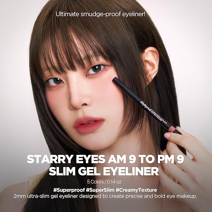 lilybyred Starry Eyes Am9 to Pm9 Slim Gel Eyeliner | Korean Ultra-Slim 2mm Gel Eyeliner, Intense Color Payoff, Creamy Formula, Easy Blending, Smudge-Proof, Long-Lasting, 0.004 oz. (06 Ginger Milk Tea)