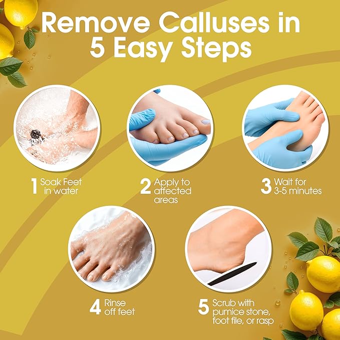Callus Remover for Feet, Extra Strength Foot Callus Remover Gel, 16oz Salon Grade Home Pedicure Supplies for Dry Skin, Cracked Heel, Professional Strength Foot Care, Lemon