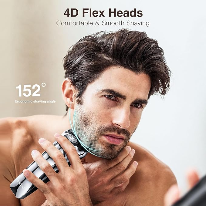 YIRISO Electric Razor for Men, 90Min Long-Lasting Shaver with 4D Floating Head & LCD Display, Ultra Smooth for Sensitive Skin, IPX6 Waterproof, USB-C Fast Charge, with Travel Case - Ideal Gift