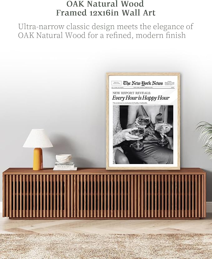 iHery 12x16in Every Hour Is Happy Hour Unframed Newspaper Wall Art | Unframed Canvas Print, Retro Editorial Decor for Bedroom 1Pack