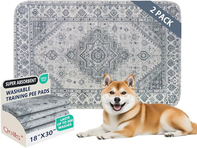 Washable Pee Pads, Super Absorbent Puppy Pads, 2 Pack 18"x30" | Reusable Dog Training Pads, Leakproof With Waterproof Non-Slip Backing For Crates, Floors, Indoor Potty & Furniture