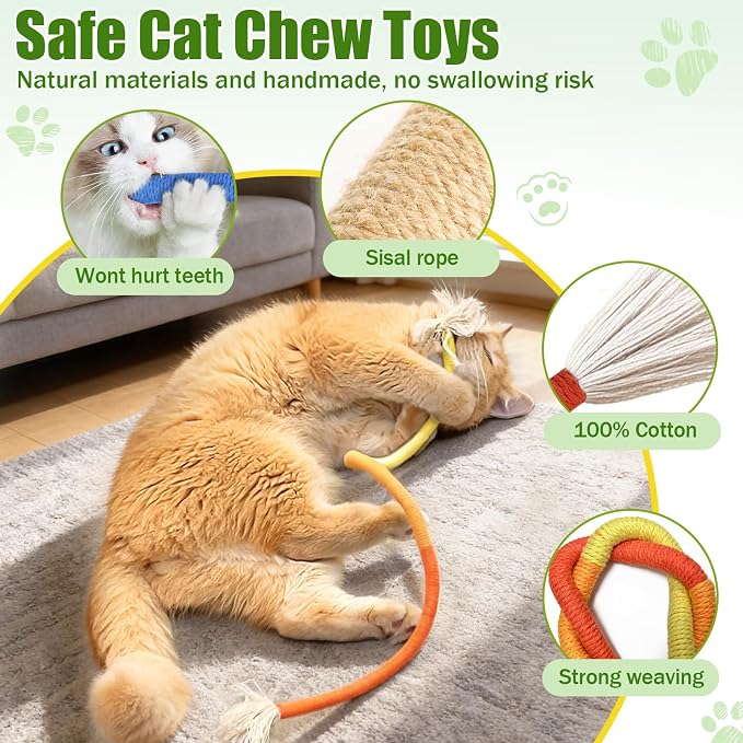 Retro Shaw Catnip Cat Toys Chew Ropes, for Indoor Cats Chew Kicker, 23.6"