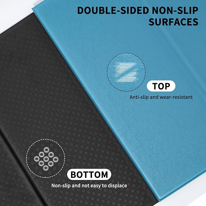 Foldable Extra Large Yoga Mat 74"×31.5", 8mm Double-Sided Non Slip Lightweight Fitness Mat for Man & Woman, Portable for Home Studio & Travel