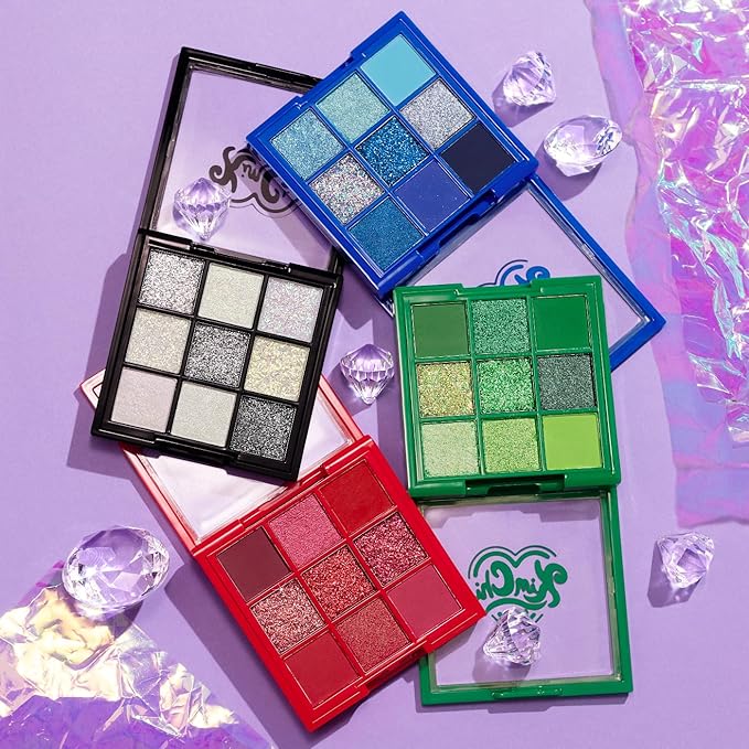 KimChi Chic Jewel Collection Eyeshadow Palette - Highly Pigmented, Blendable Colors, Long Lasting Matte & Glitter Shades, Cruelty Free, Sapphire