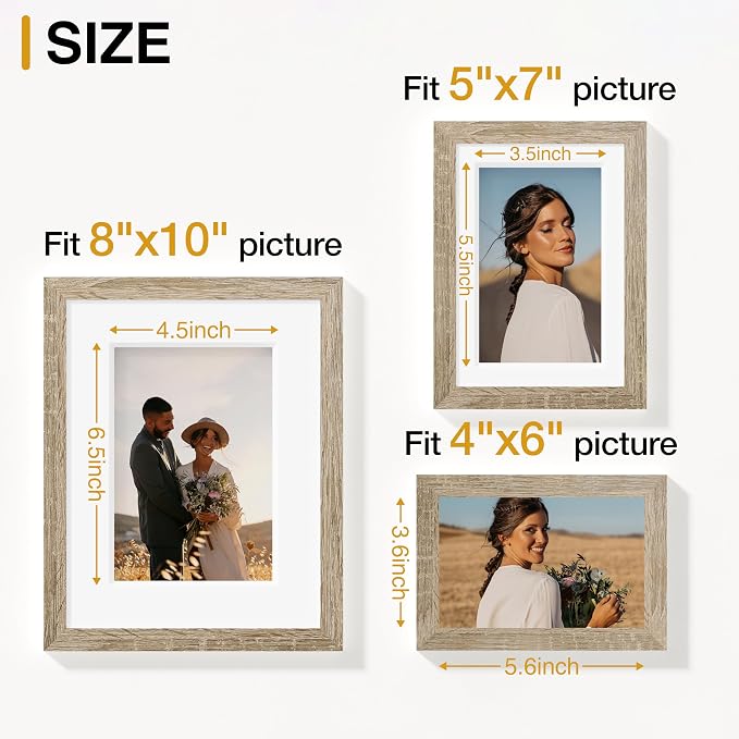 Vittanly 15 Pack Picture Frames Collage Wall Decor, Wall/Tabletop Display | Light Wood, Multi-Size Gallery Wall Frame Set: 3pcs 8x10, 6pcs 5x7, 6pcs 4x6. Picture Frame Set for Family