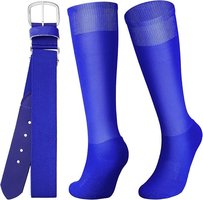 Zhanmai Baseball Belt and Socks Combo Adjustable Softball Socks and Elastic Waist Belt for Youth Boys Girls, Adult