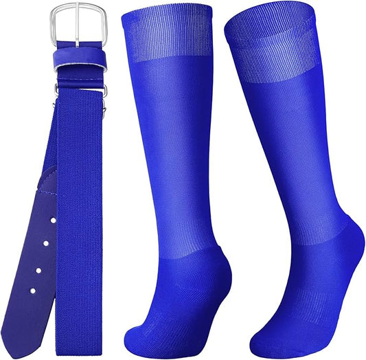Zhanmai Baseball Belt and Socks Combo Adjustable Softball Socks and Elastic Waist Belt for Youth Boys Girls, Adult