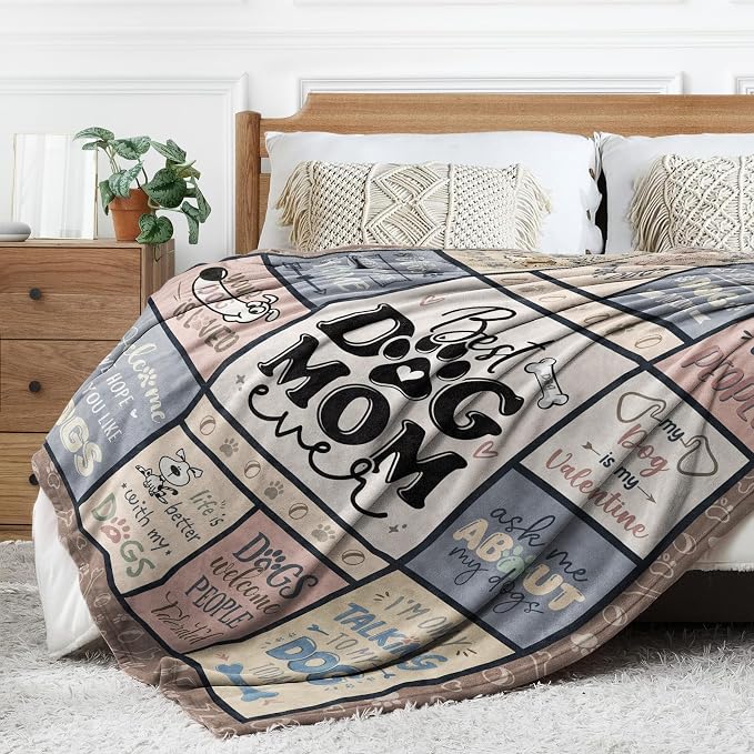 Dog Mom Gifts for Women – Best Mom Ever Blanket for Dog Lovers | Funny Canine-Inspired Throw for Women, Cozy Present for Dog Owners on Birthday, Christmas, or Mother’s Day – 80" x 60"