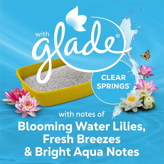 Purina Tidy Cats Clumping Cat Litter, Glade Clear Springs, 38 lb | Lightweight, low dust multi-cat litter with 10-day odor control and fresh floral fragrance