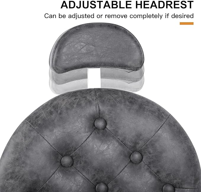Artist hand Retro Barber Chair Heavy Duty Barber Chairs Vintage Salon Chair Hydraulic Recline Beauty Spa Styling Equipment Rounded Cushioning with Puckered Button (Grey)