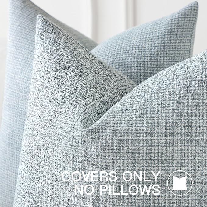 OTOSTAR Linen Throw Pillow Cover Set of 1 Decorative Square Pillowcases Cushion Covers 18x18 Inch for Home Decor Sofa Bedroom Car 45 x 45CM Blue Grey