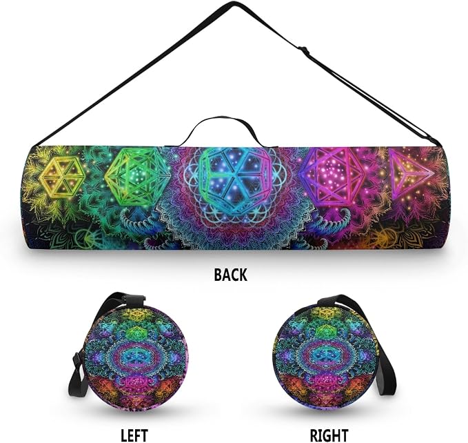 Spacious Extra Large Storage Yoga Mat Bag | Huge Capacity Mandala Gym Tote - Waterproof Wear-Resistant Carrier Strap Pilates