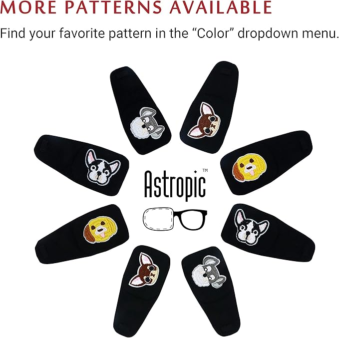 Astropic Cotton & Silk Eye Patch for Kids Glasses (Right Eye, Bulldog)