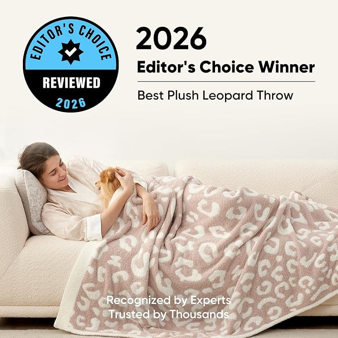 Snuggle Sac Leopard Throw Blanket for Couch Bed Sofa 50x60 inches, Reversible Beige Leopard Blanket Ultra Soft Cozy Blankets for Women Mothers Birthday Gifts