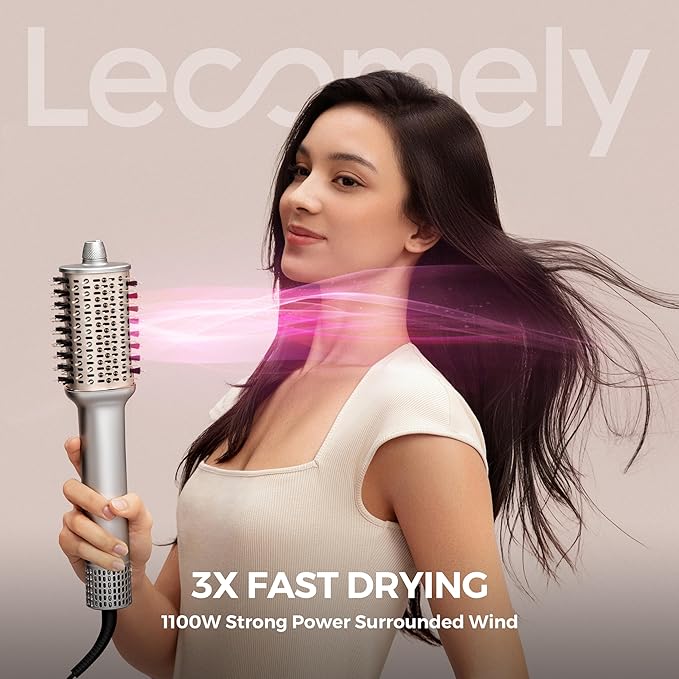 Lecomely 3 in 1 High Speed Hair Dryer Brush, Blow Dryer Brush in One for 300% Faster Dry & Style, Blowout Hot Air Brush, One Step Straightener Volumizer with Negative Ions for Smooth AirBlow B3