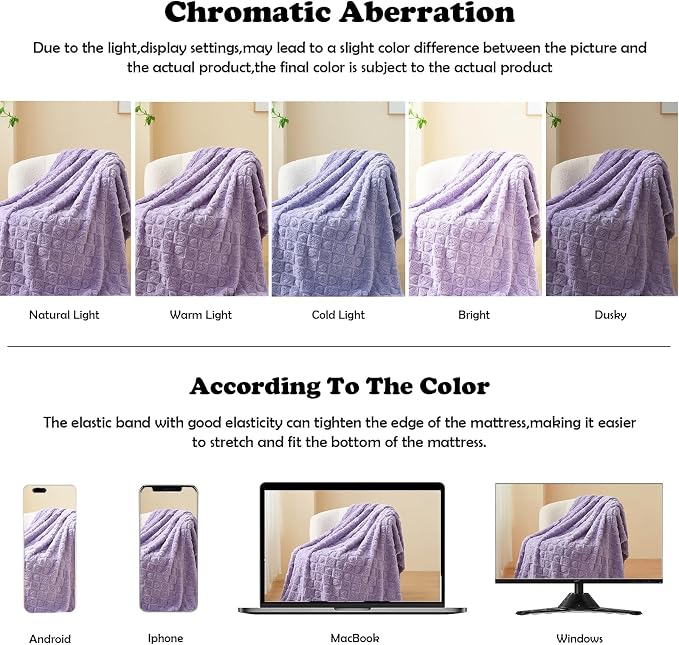 NEWCOSPLAY 3D Heart Checkered Flannel Throw Blanket, Lavender, 50"x70" | Super Soft Cute Lightweight Decorative Premium Silky Fleece Blanket for Couch Sofa Bed, Gift for Women Men, All Season Use