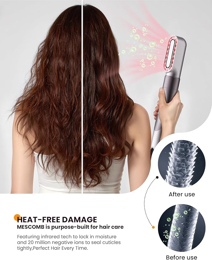 MESCOMB Upgraded Infrared 6 in 1 Hot Air Styler Wrap - Dual Voltage Hair Dryer| Fast Drying & No Heat Damage, Professional Multi-Styler for Curling, Volumizing & Smooth Straightening (100V-240V)